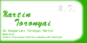 martin toronyai business card